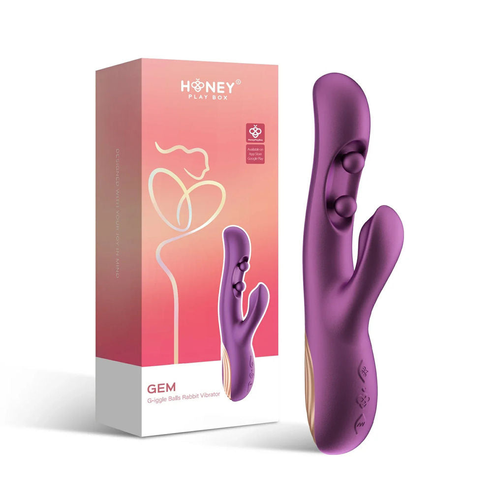 Gem - App Control G-Iggle Balls Rabbit Vibrator - Purple