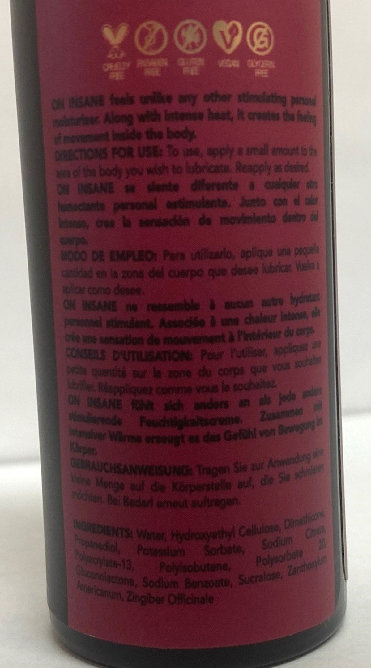 On Insane Ultra-Stimulating Glide Cherry Pop 2oz-57ml Bottle