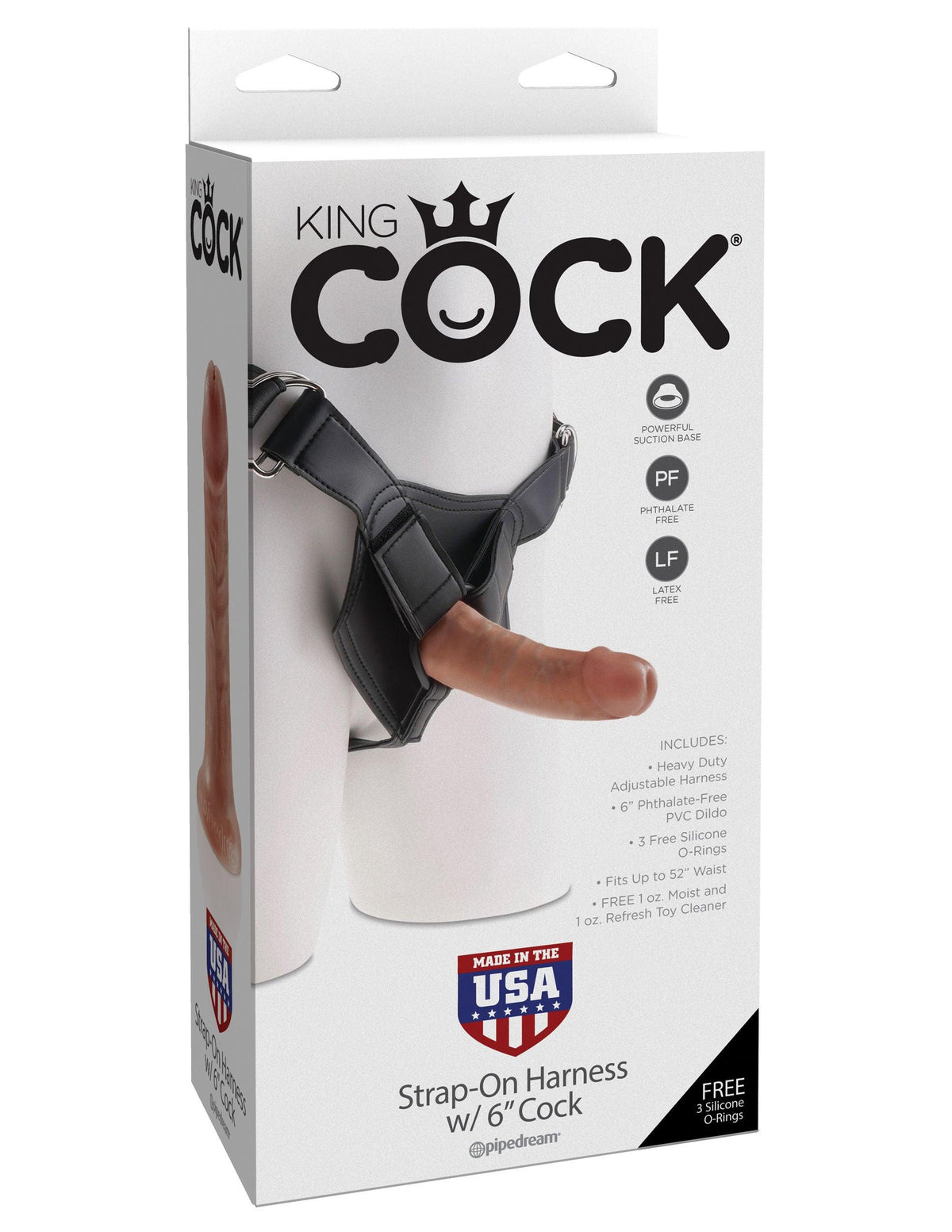 King Cock Strap on Harness With 6 Inch Cock - Tan - Love It Wet