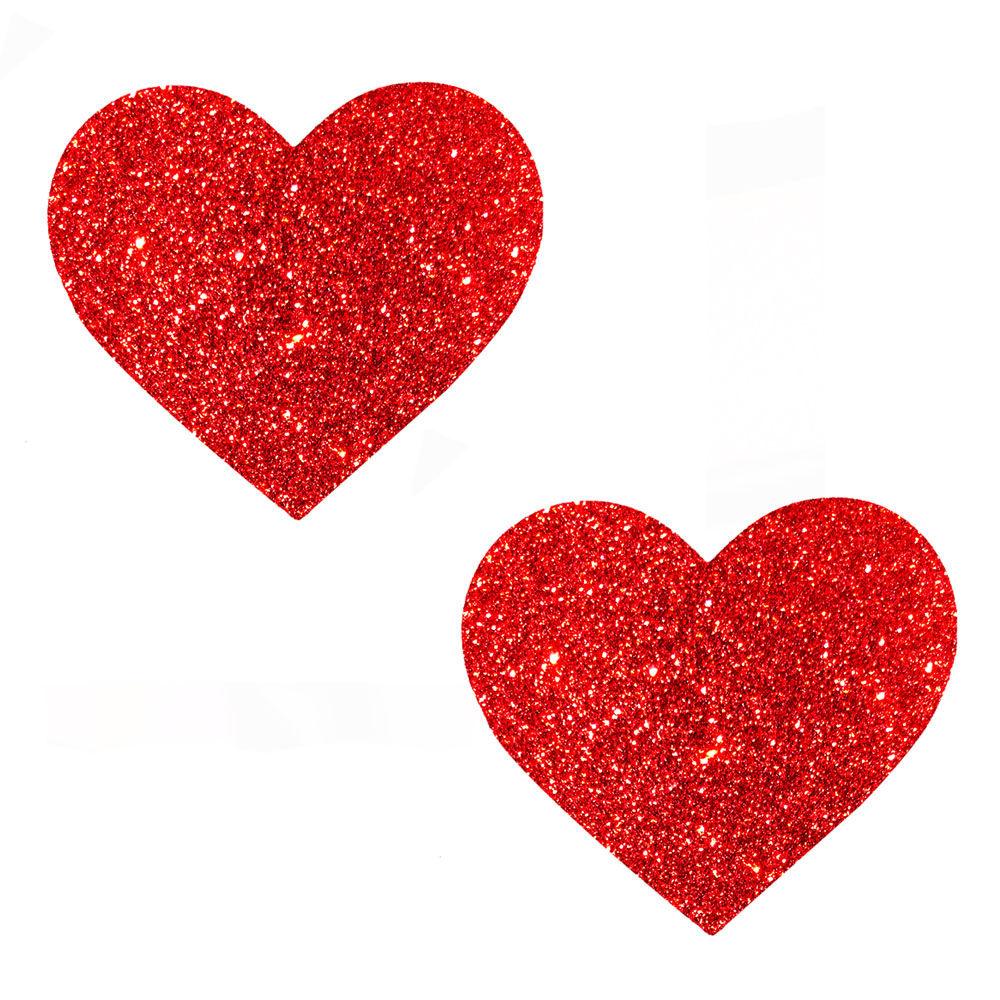 Ravish Me Red Glitter I Heart U Nipztix Pasties - Love It Wet
