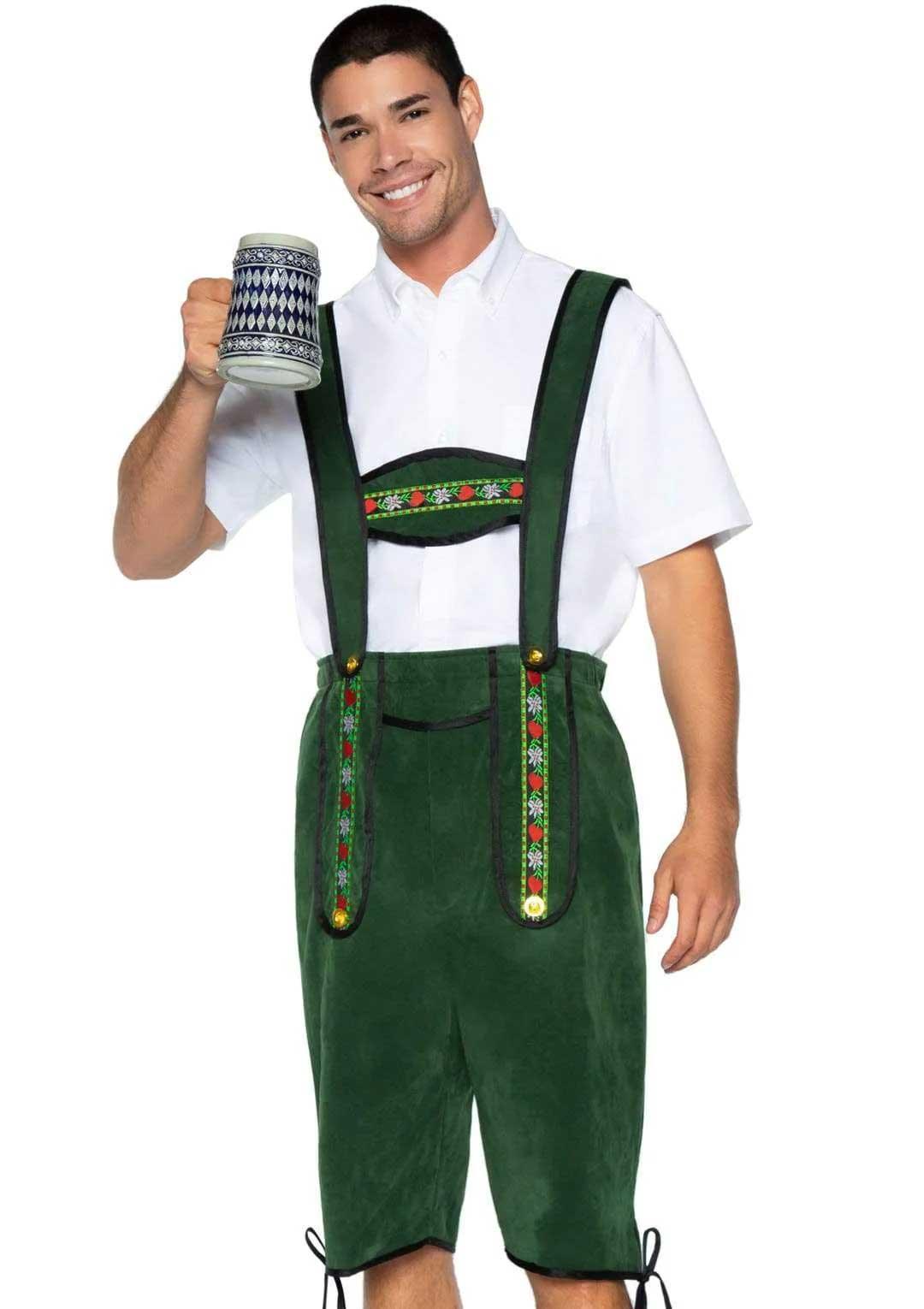 Men's Beerfest Lederhosen Oktoberfest Costume - X-Large - Green - Love It Wet