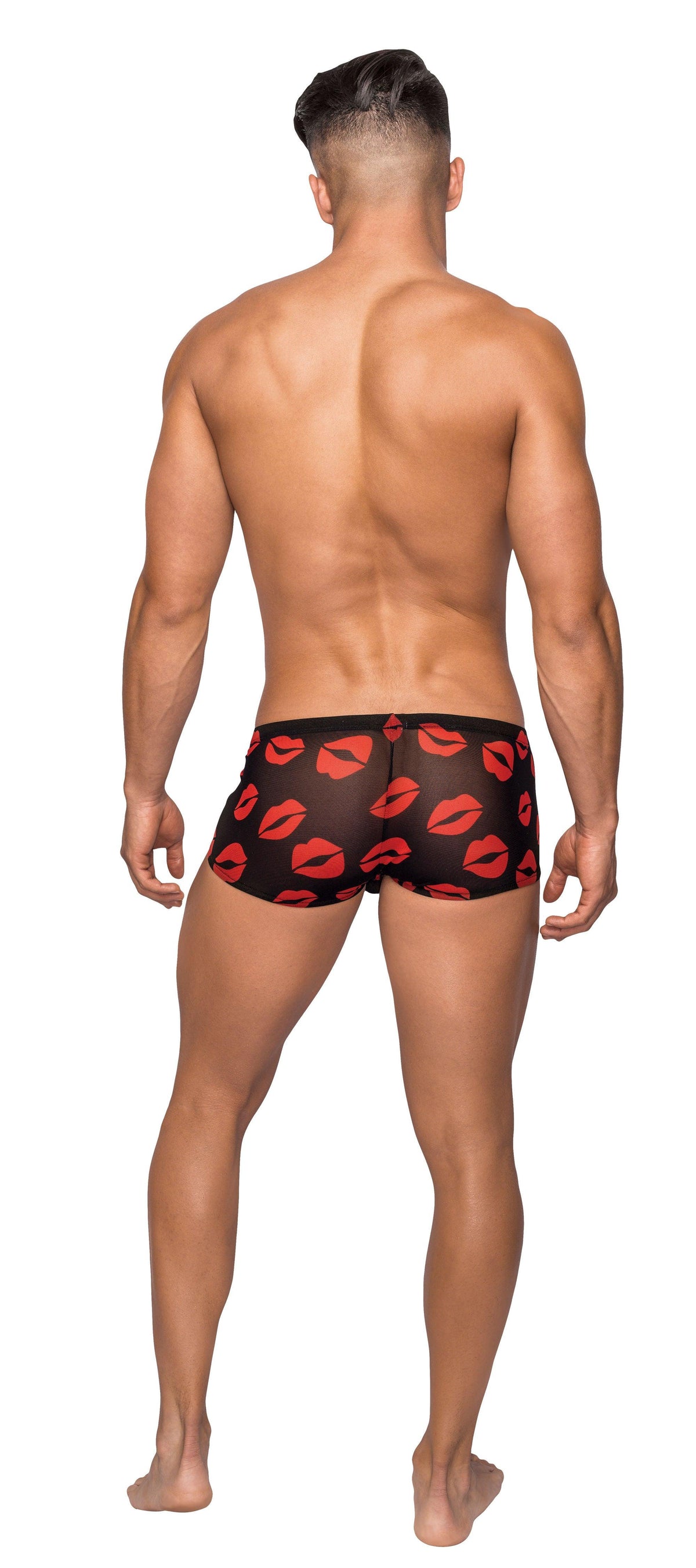 Kiss Me - Mini Short - Medium - Sheer Lips Black - Love It Wet