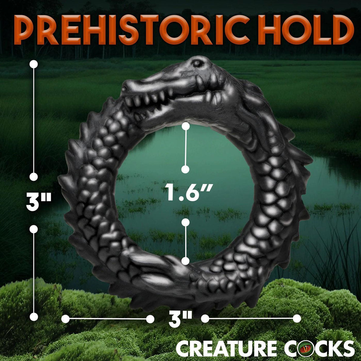 Black Caiman Silicone Cock Ring - Black - Love It Wet