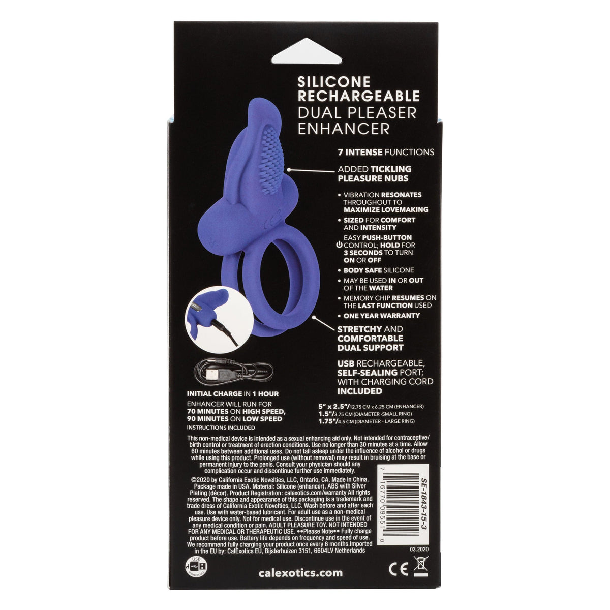 Silicone Rechargeable Dual Pleaser Enhancer - Love It Wet
