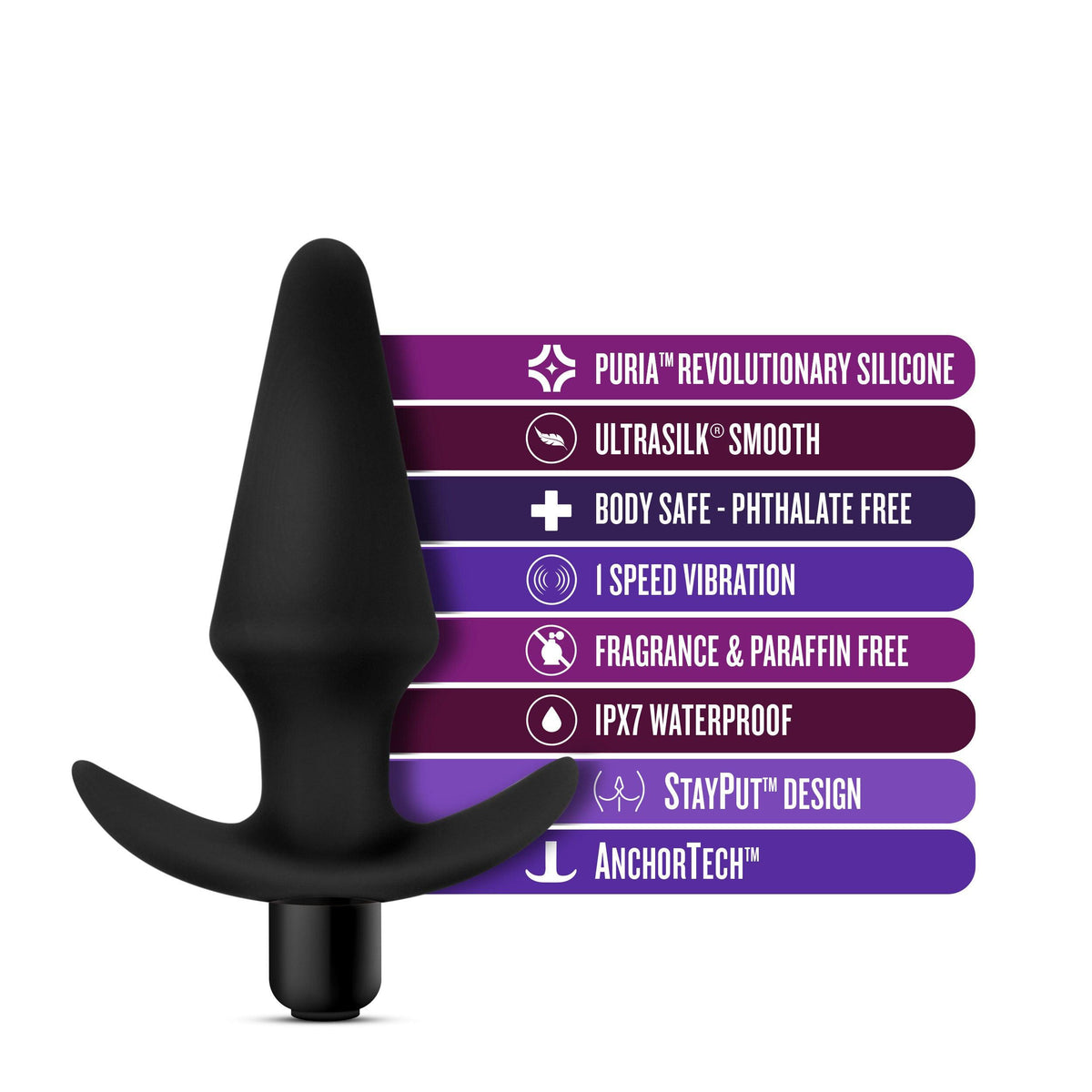 Anal Adventures Platinum - Silicone Vibrating Plug - Black - Love It Wet