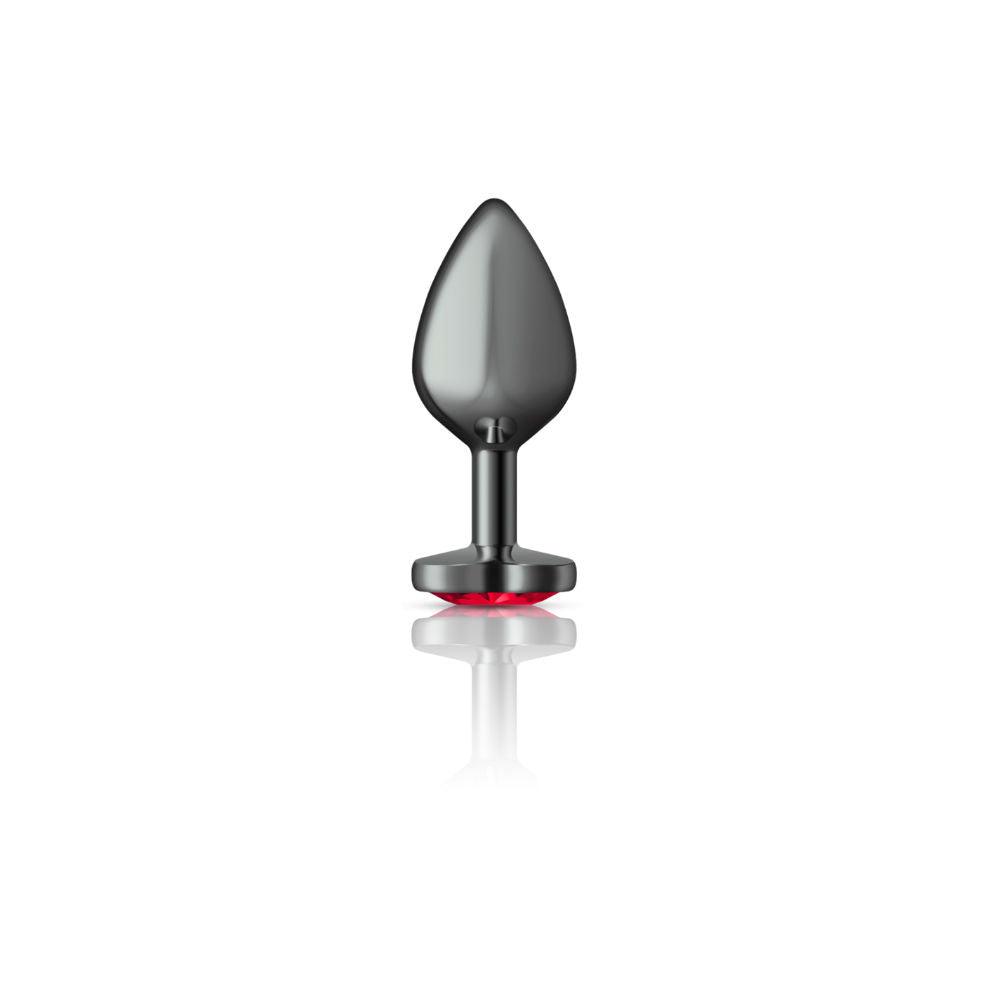 Cheeky Charms-Gunmetal Metal Butt Plug- Heart-Dark Red-Medium - Love It Wet