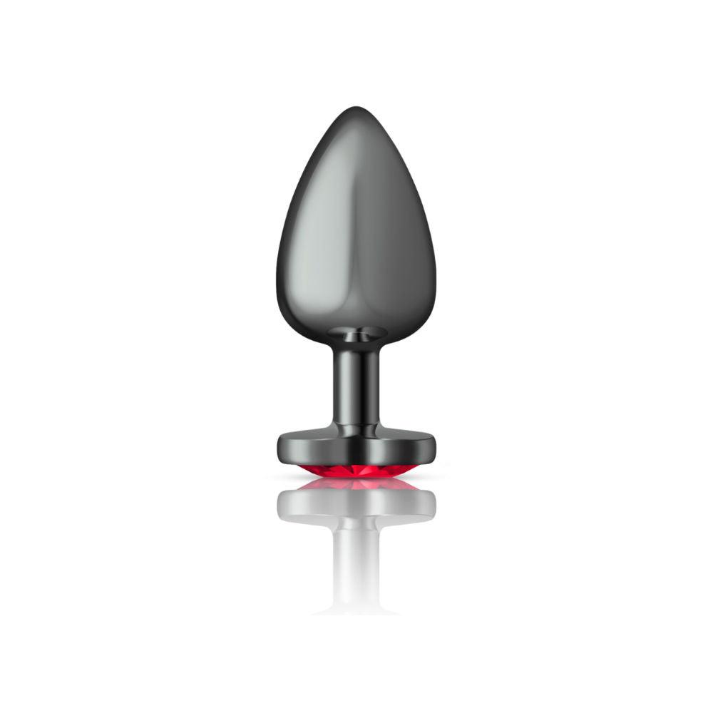 Cheeky Charms-Gunmetal Metal Butt Plug- Heart-Dark Red-Large - Love It Wet