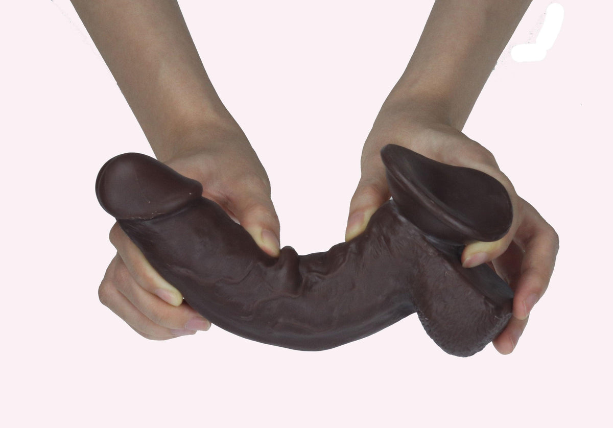 Get Lucky 7.5 Inch Real Skin Dildo - Dark Brown - Love It Wet