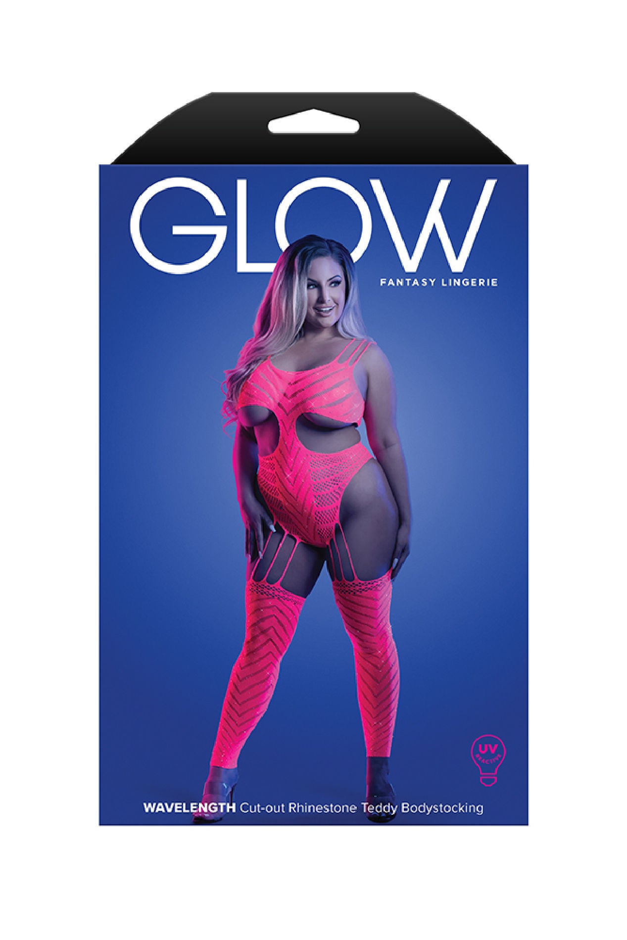 Wavelength Cutout Rhinestone Teddy Bodystocking -  Queen - Neon Pink