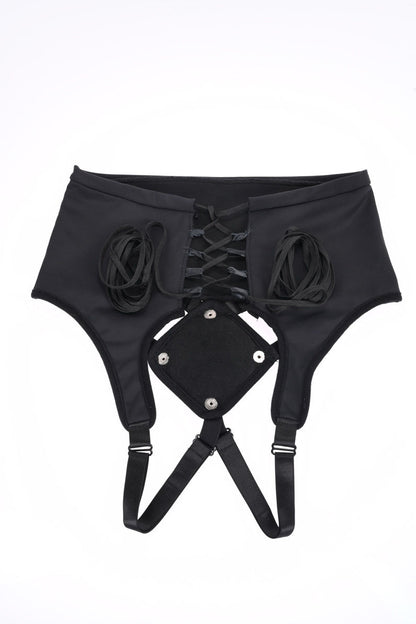 High Waisted Corset Strap on - Black