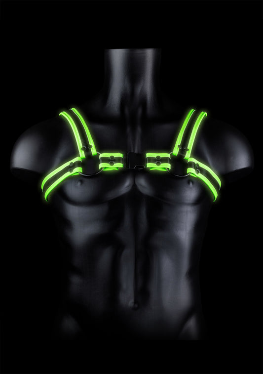 Bonded Leather Buckle Harness - Large/xlarge -  Glow in the Dark