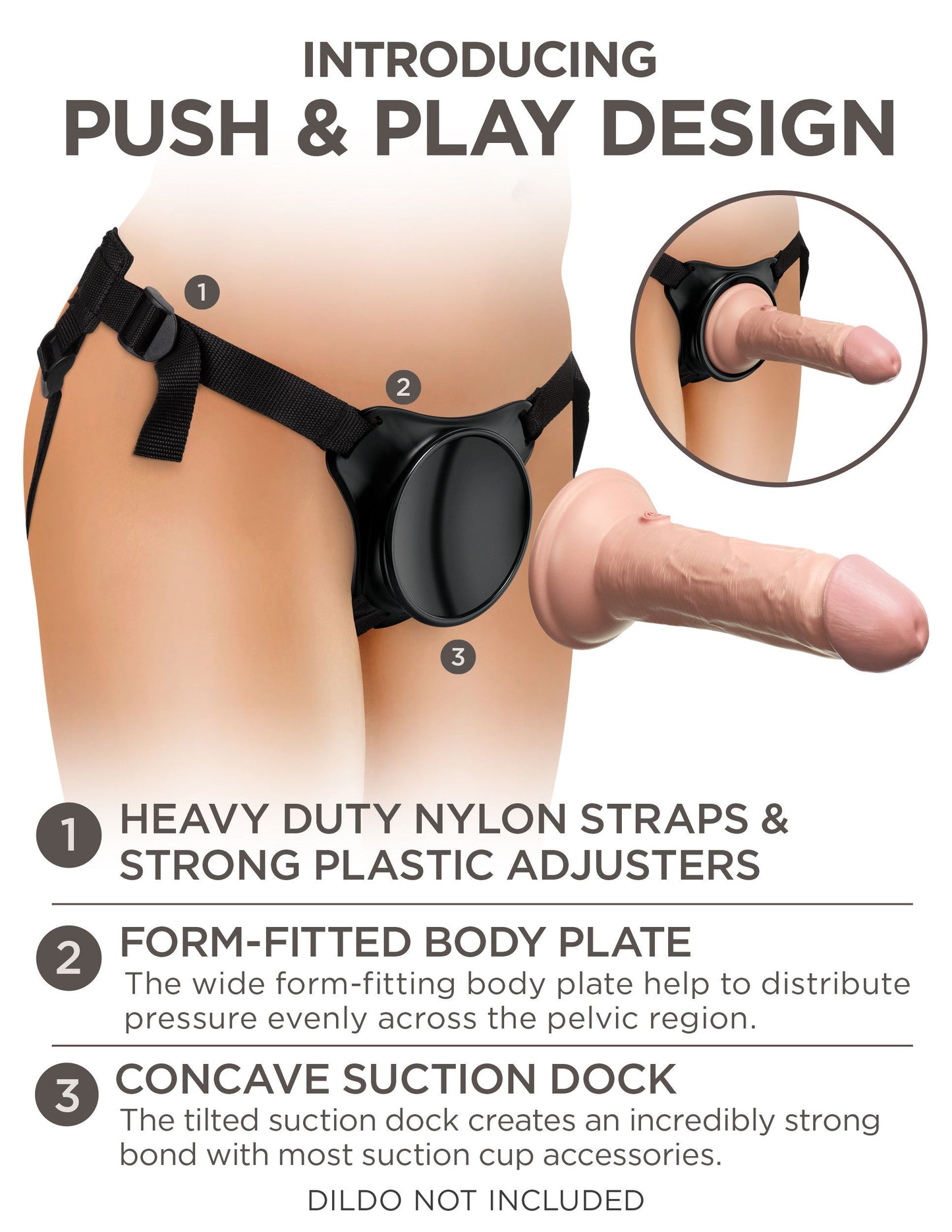 King Cock Elite Beginner's Body Dock Strap-on  Harness - Black