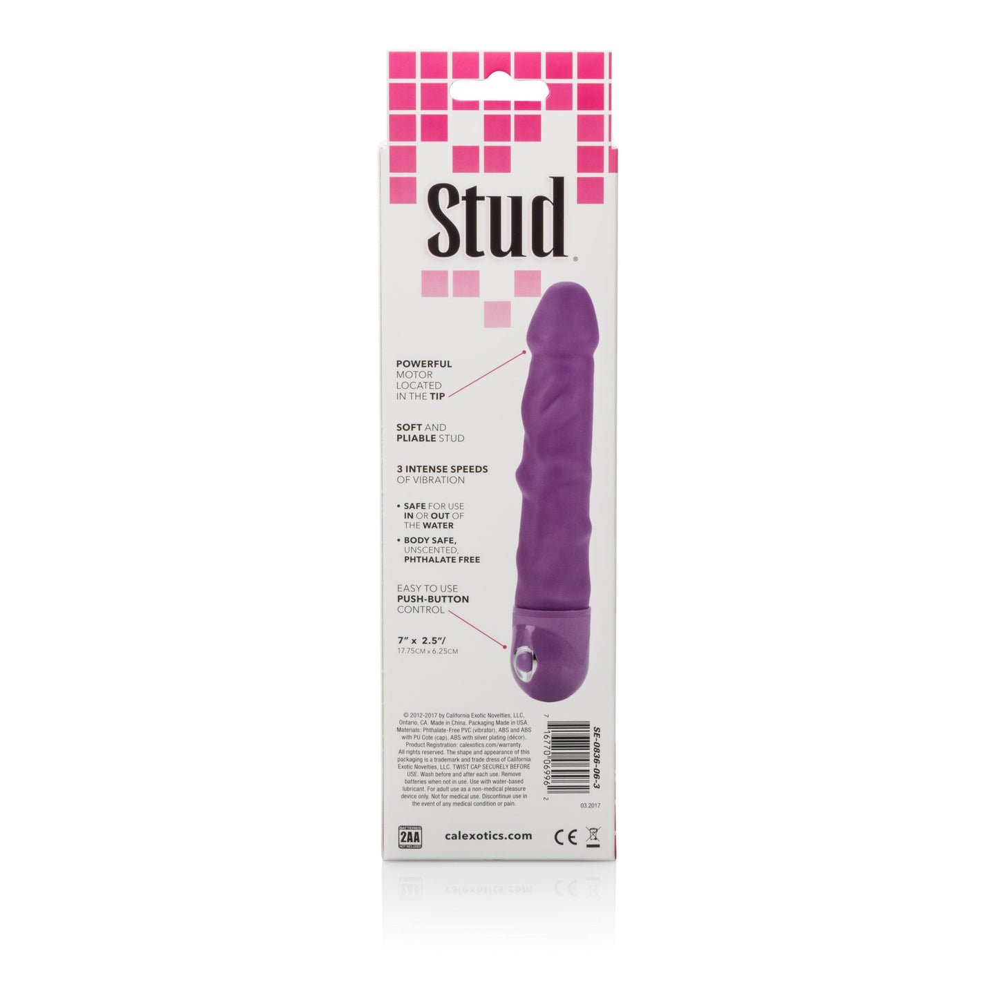 Waterproof Power Stud Rod Dong - Pink