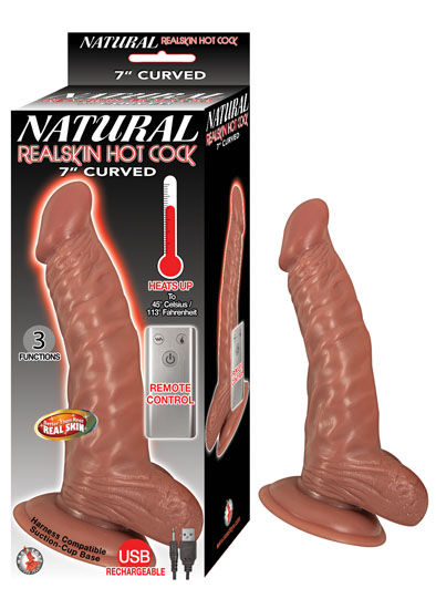 Natural Realskin Hot Cock Curved 7 Inch - Flesh