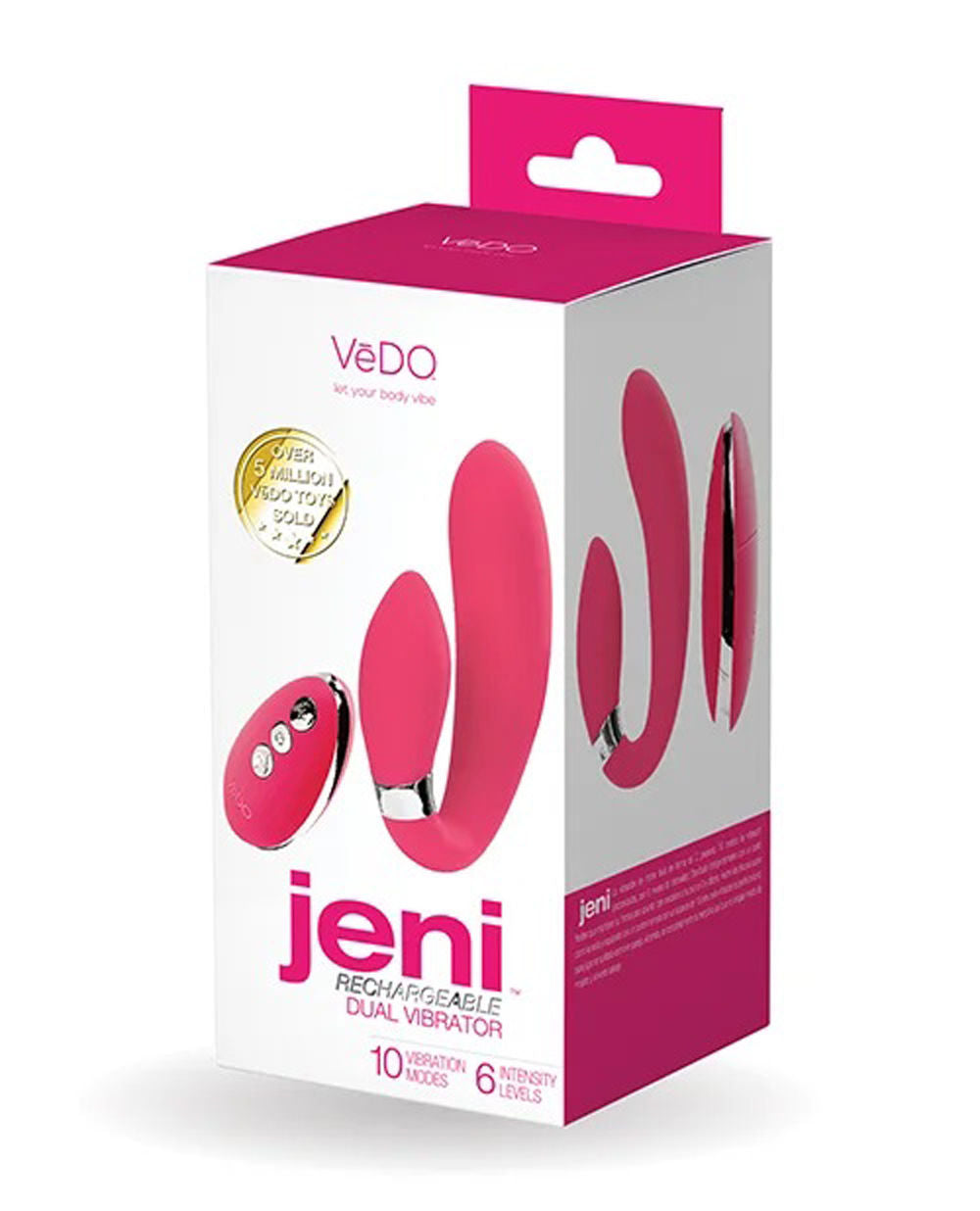 Jeni C-Shaped Dual Motor Vibe With Remote - Pink