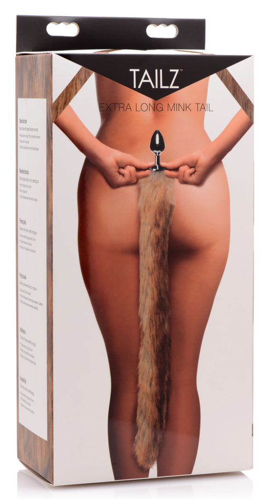 Extra Long Mink Tail Metal Anal Plug