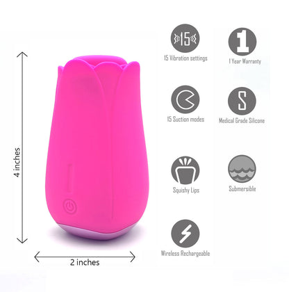 Tulip Pro 15-Function Suction Vibe With Wireless Charging - Pink