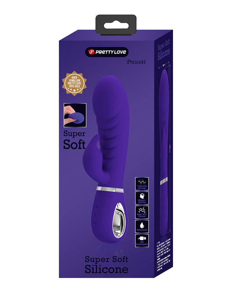 Prescott Super Soft Rabbit Silicone Vibrator -  Vibrator -Teal