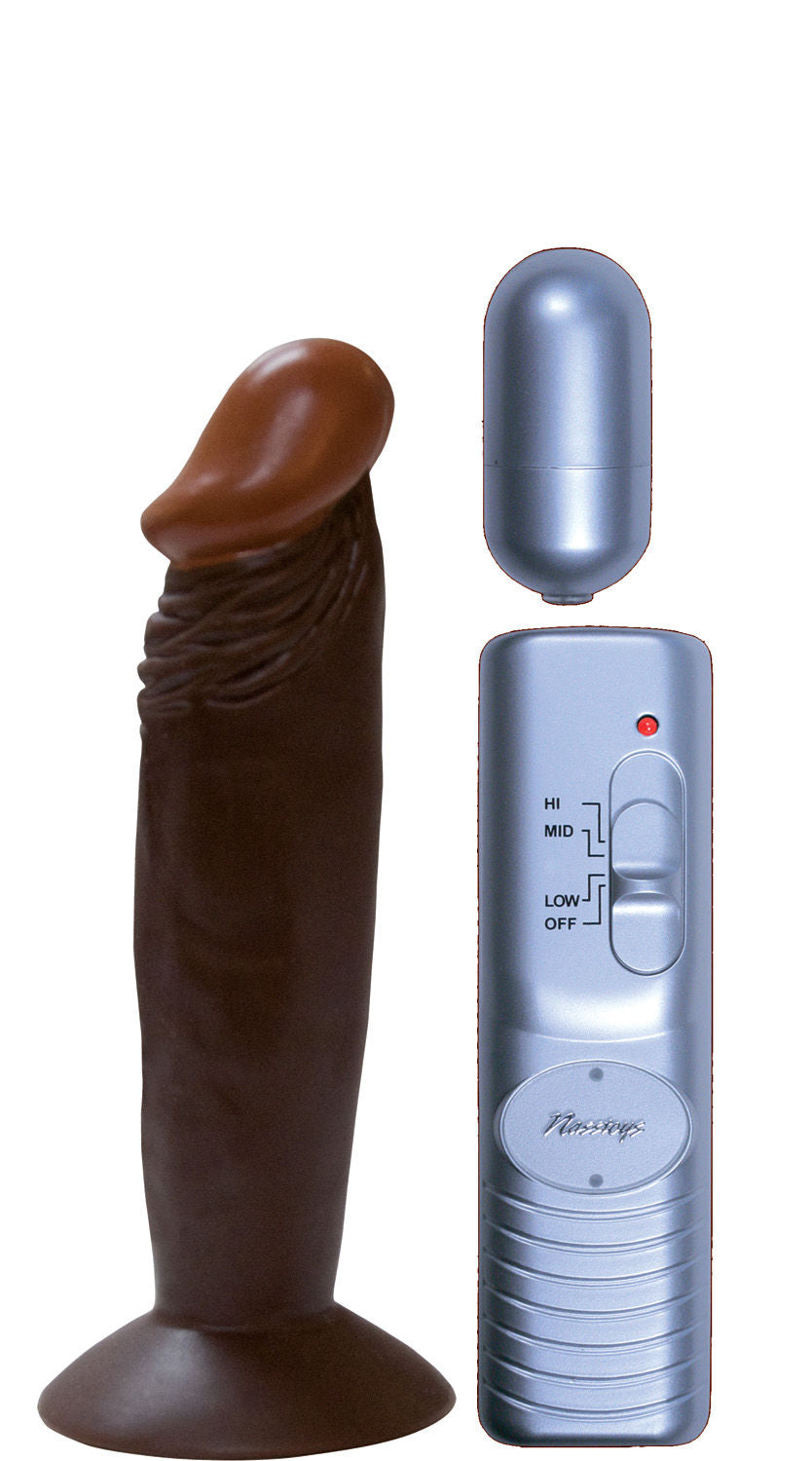 Afro American Whoppers 6 Inch Vibrating Dong With  Bullet - Brown