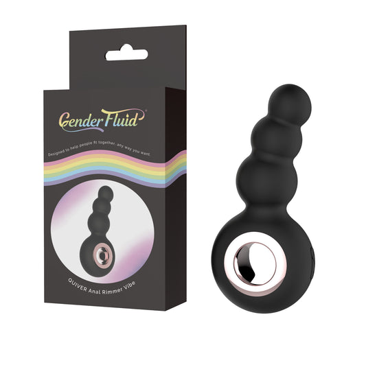 Gender Fluid Quiver Anal Ring Bead Vibe - Black