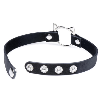 Kinky Kitty Ring Slim Choker - Black