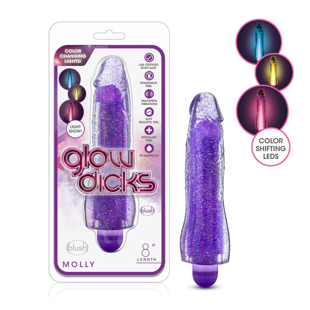 Glow Dicks - Molly Glitter Vibrator - Purple