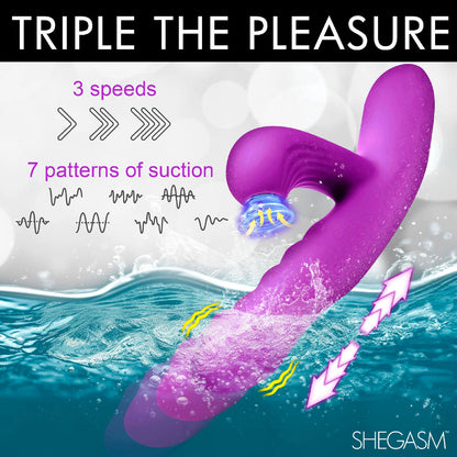 Thrust Wave Thrusting and Sucking Rabbit Vibrator  - Purple