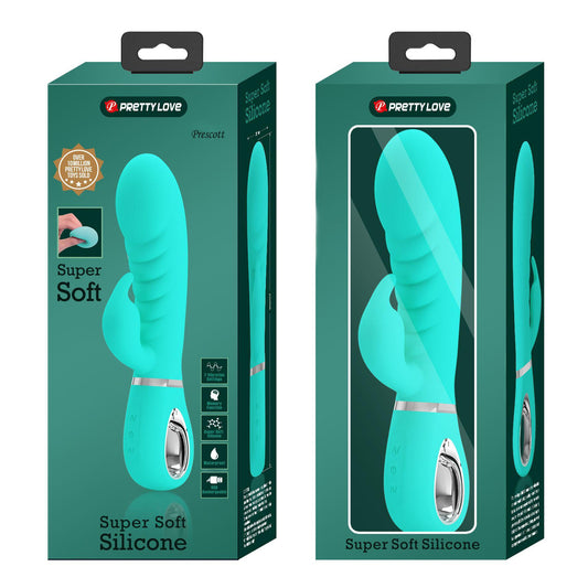 Prescott Super Soft Rabbit Silicone Vibrator -  Vibrator -Teal