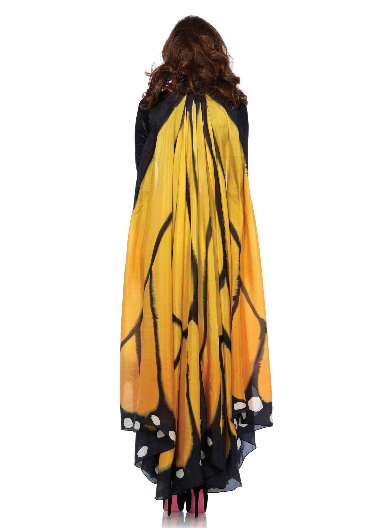 Festival Butterfly Wing Halter Cape - Orange/  - One Size - Black