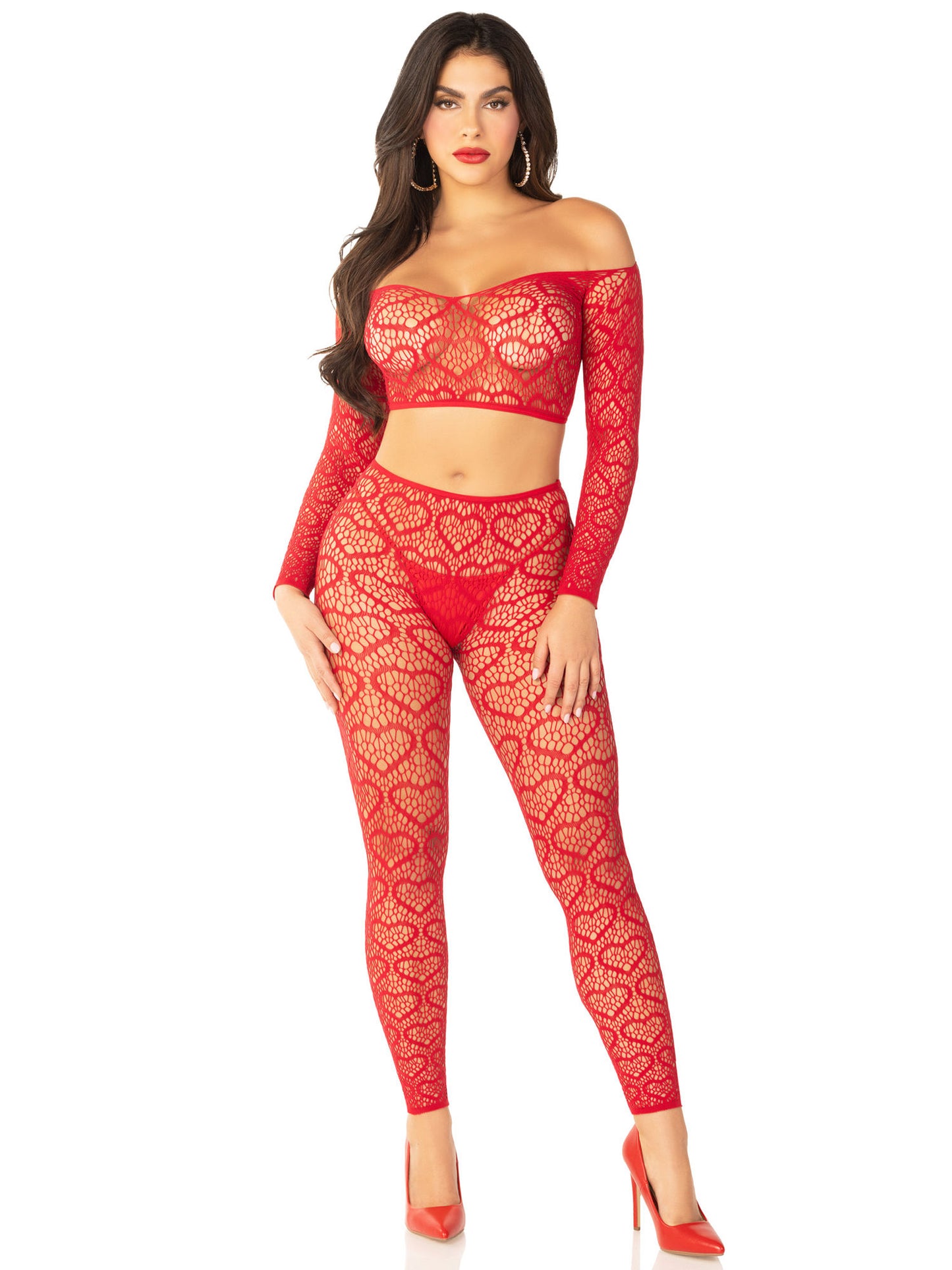 Pink 2pc Croptop and Footless Tights - Os Tights - Os