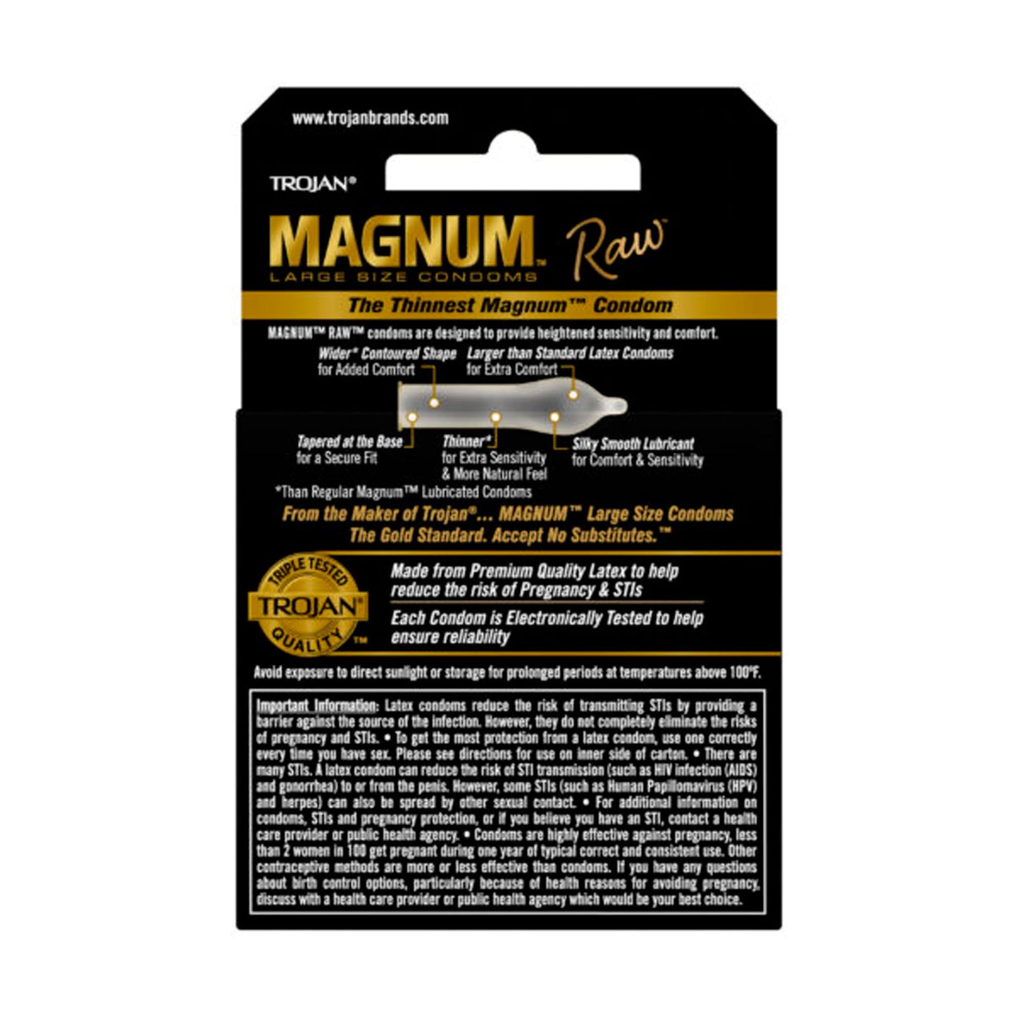 Trojan Magnum Raw 3 Ct Condoms