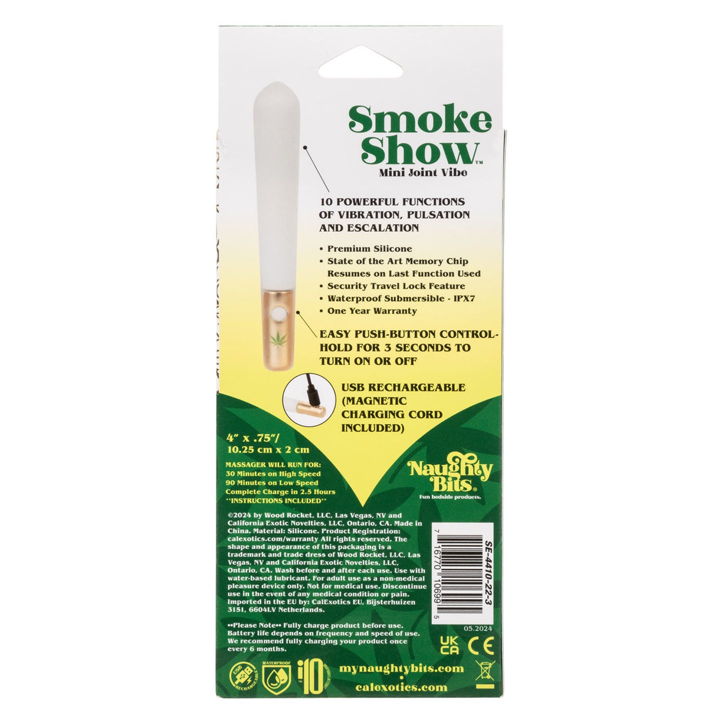 Naughty Bits Smoke Show Mini Joint Vibe - White