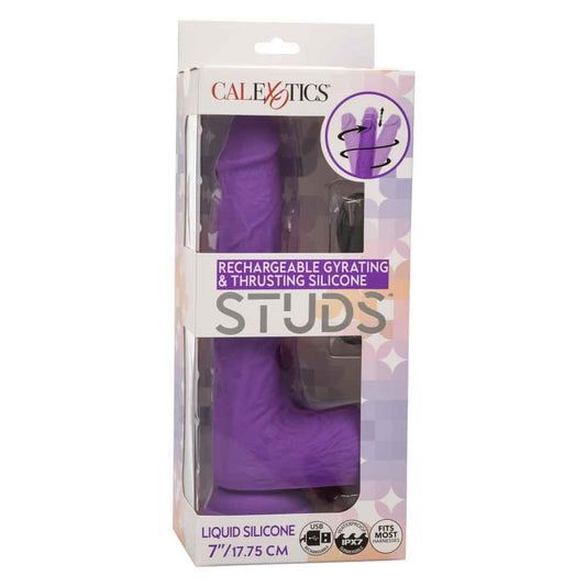 Rechargeable Gyrating and Thrusting Silicone Studs - Purple