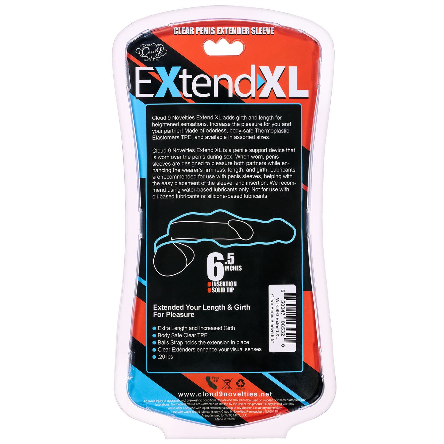 Extend XL Penis Sleeve 4.5" - Clear