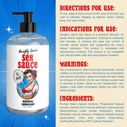 Naughty Jane's Sex Sauce Natural Lubricant 8oz