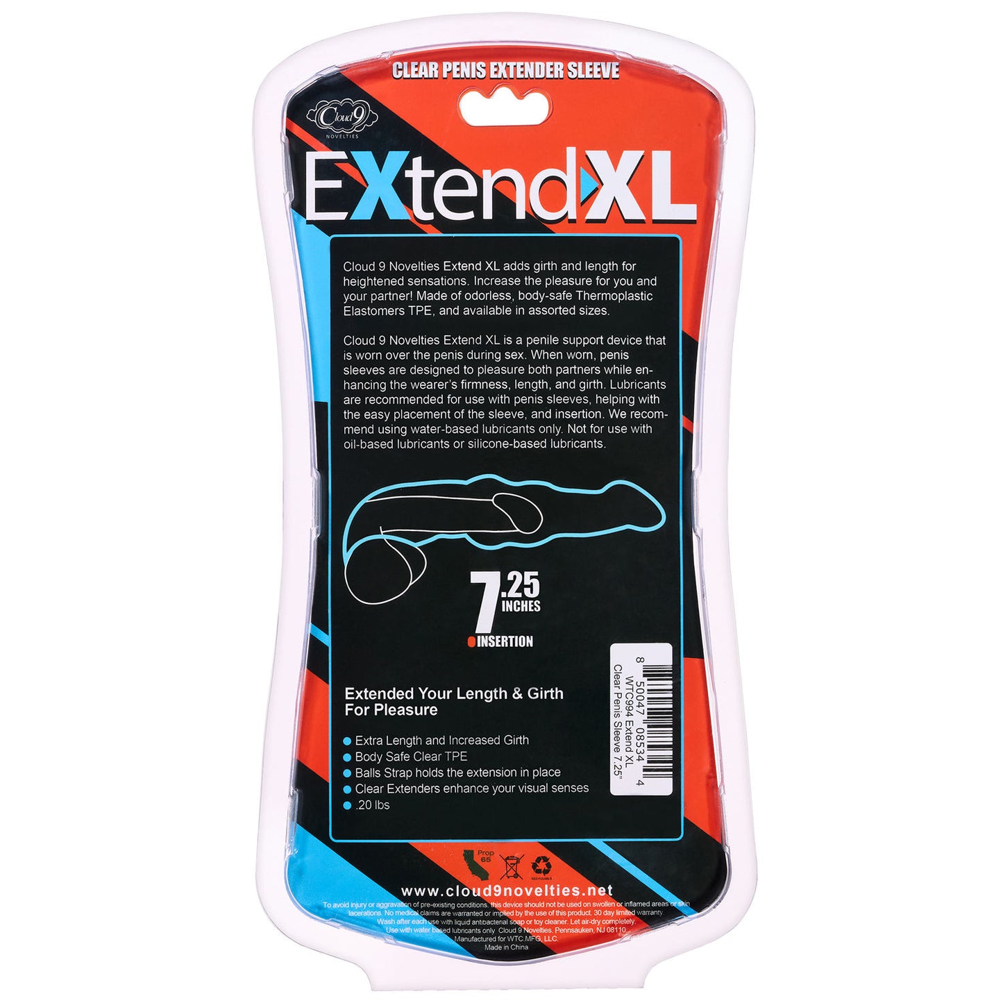 Extend XL Penis Sleeve 4.5" - Clear