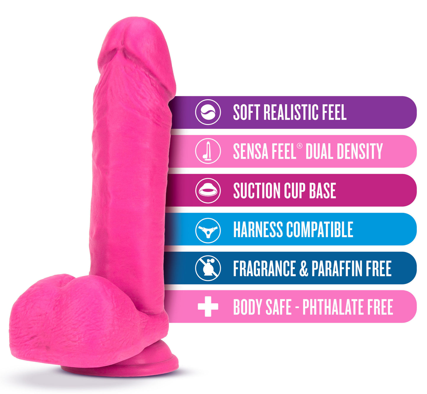 Neo - 8 Inch Dual Density Dildo - Neon Pink