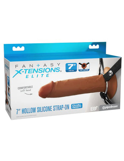 Fantasy X-Tensions Elite 7" Silicone Hollow Strap Dual Density - Brown