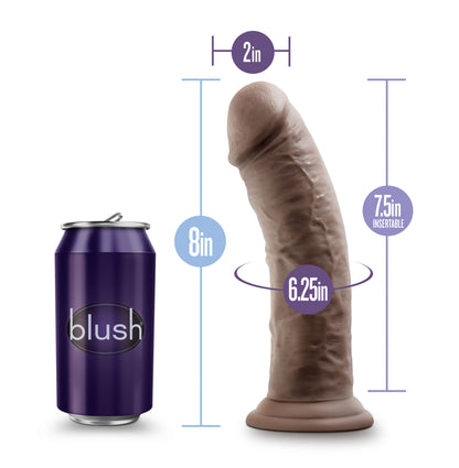 Au Naturel - 8 Inch Dildo With Suction Cup -  Chocolate