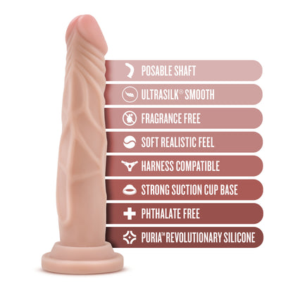 Dr. Skin Silicone - Dr. Carter - 7 Inch Dong With Suction Cup - Vanilla