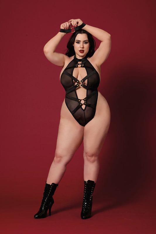 Fetish Teddy and Restraints Dmnd - Queen Size - Black