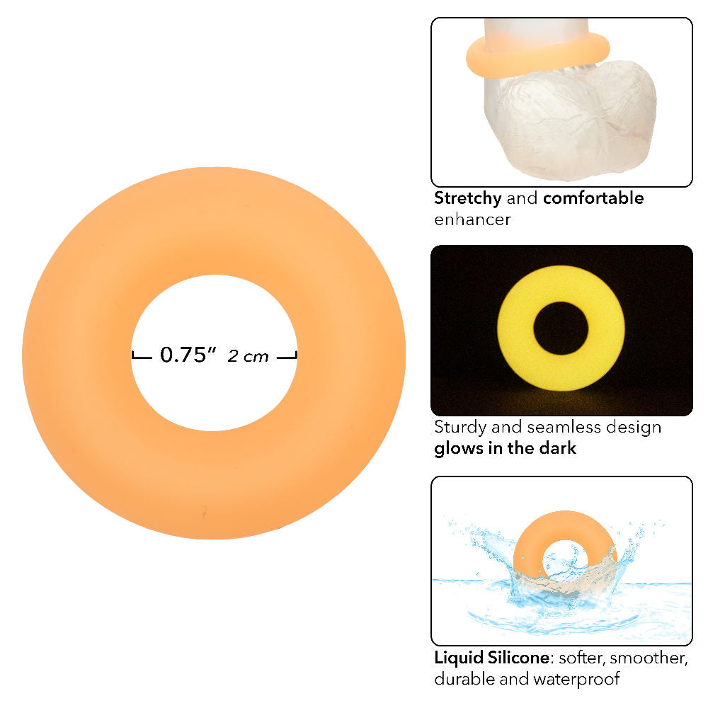 Alpha Glow-in-the-Dark Liquid Silicone Prolong   Medium Ring - Orange