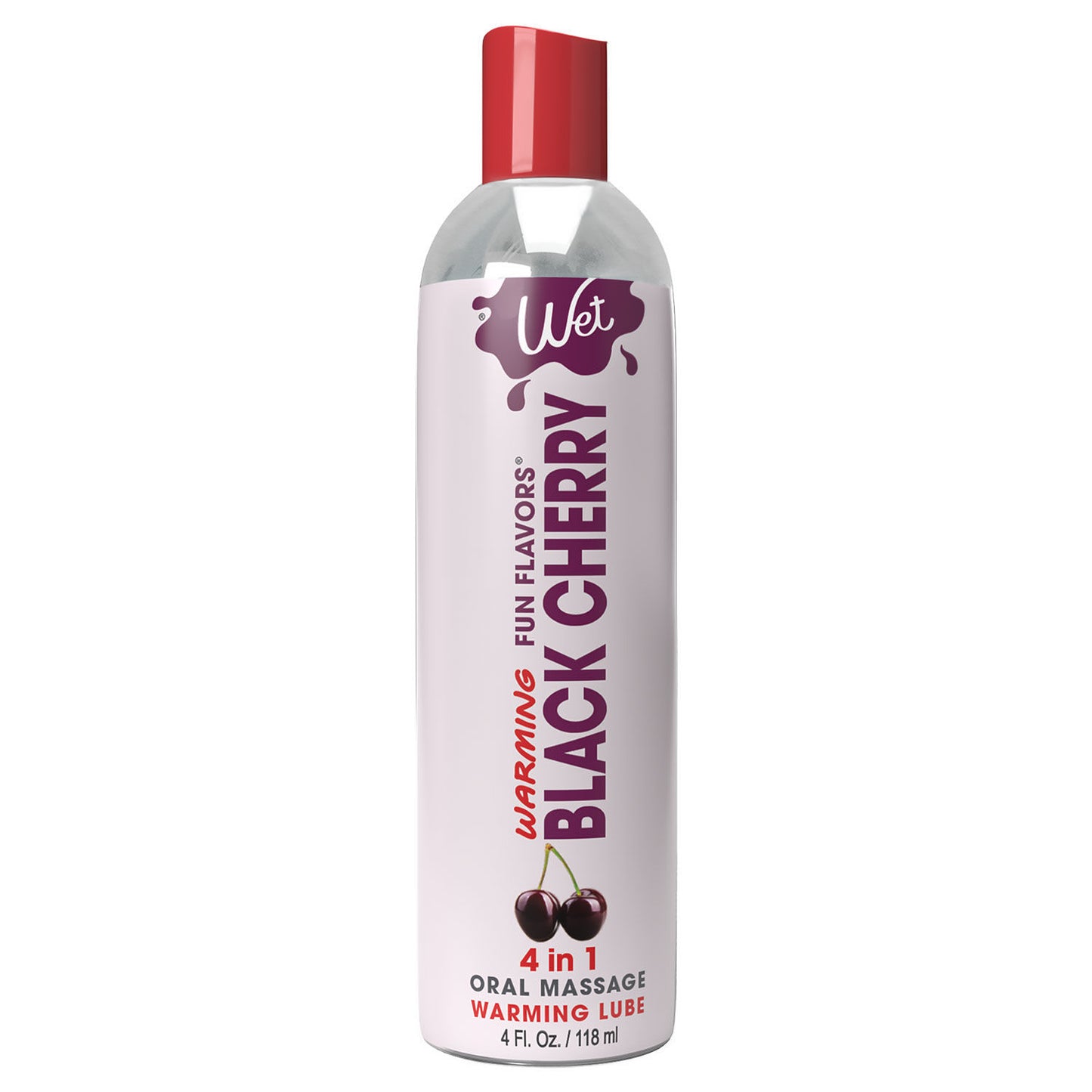 Wet Warming Fun Flavors - Black Cherry - 4 in 1  Lubricant 4 Oz