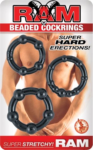 Ram Beaded Cockrings - Black