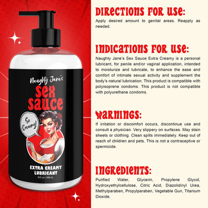 Naughty Jane's Sex Sauce Extra Creamy Lubricant 16 Oz