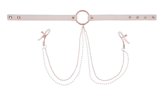 Peaches N Creame Collar With Nipple Clamps - Pink