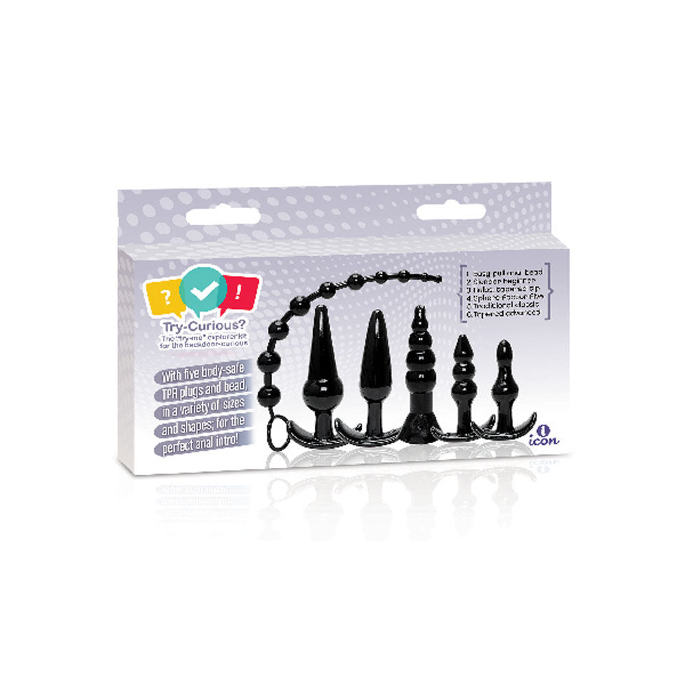 The 9's Try-Curious Anal Plug Kit - Black