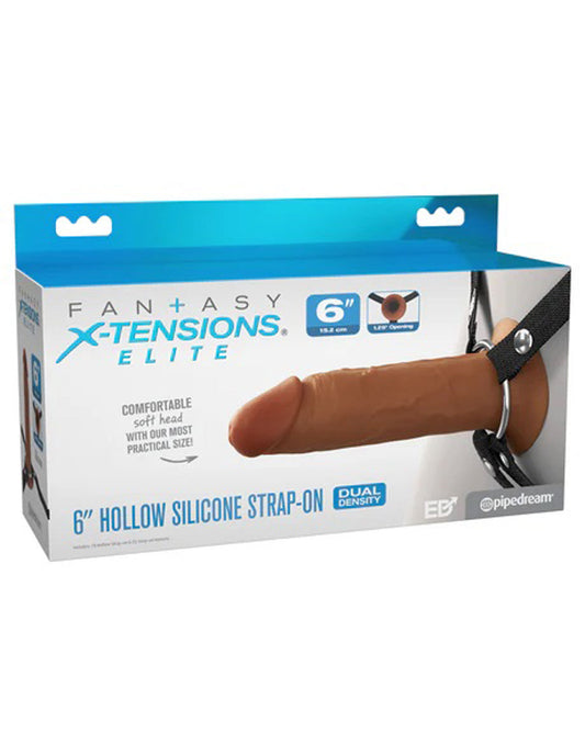 Fantasy X-Tensions Elite 6" Silicone Hollow Strap Dual Density Brown