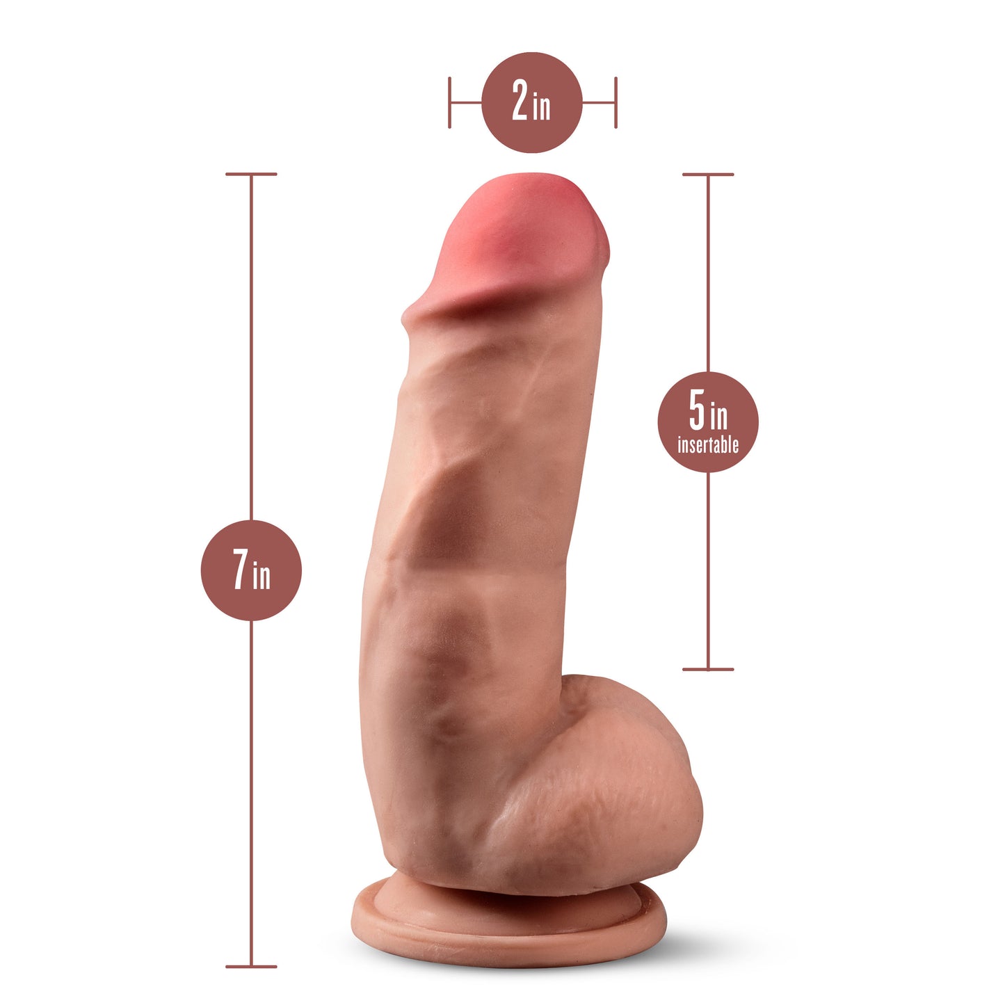 Dr. Skin Plus - 7 Inch Girthy Posable Dildo With  Balls - Mocha