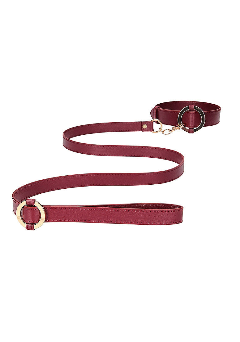 Ouch Halo - Collar With Leash - Burgundy